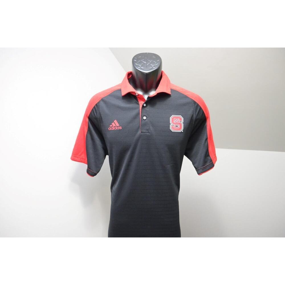 Adidas Golf Polo North Carolina Wolfpack Black Athletic Shirt Mens Sz Large